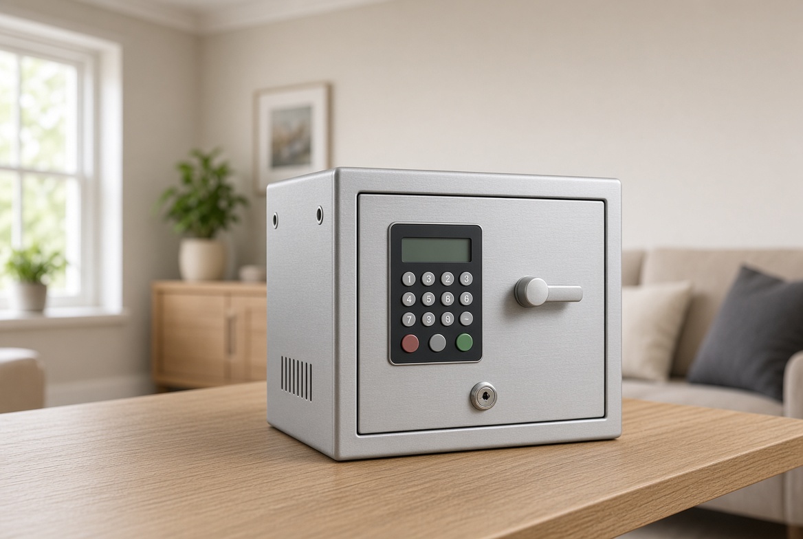 Compact silver electronic home safe